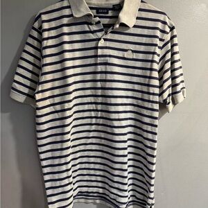 Izod Men's Polo Shirt - Navy and Gray Stripes